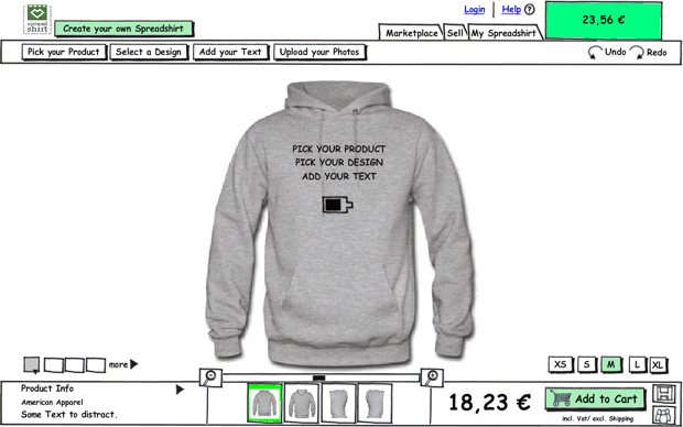 (Grobe) Skizze vom neuen Spreadshirt Designer